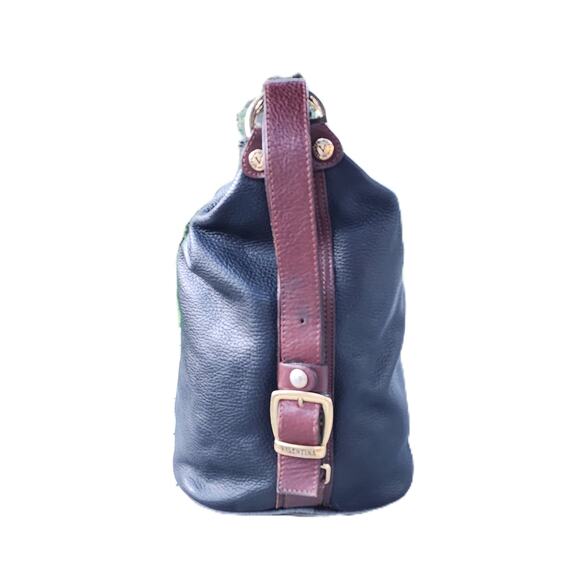 Valentina Italian Distressed Pebbled Leather Convertible Bucket Sling Bag main image 8